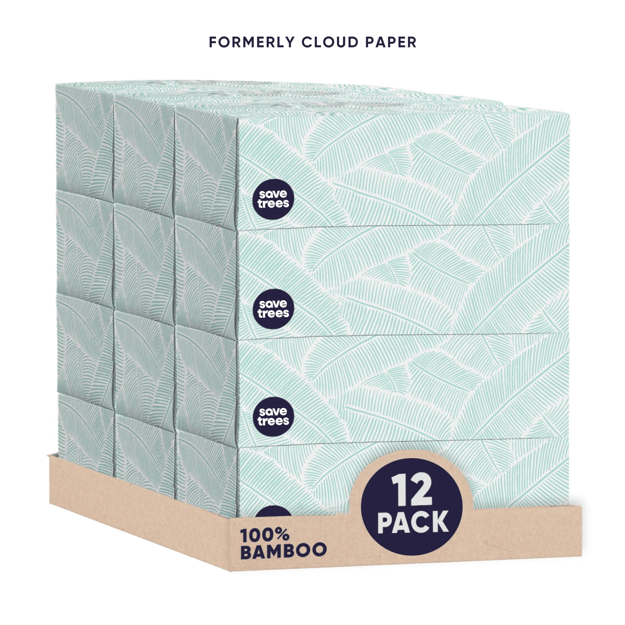 Bamboo Facial Tissues - 12 Bamboo Tissue Boxes, 100 Hypoallergenic Facial Tissues per Box - Unscented, Fragrance-Free