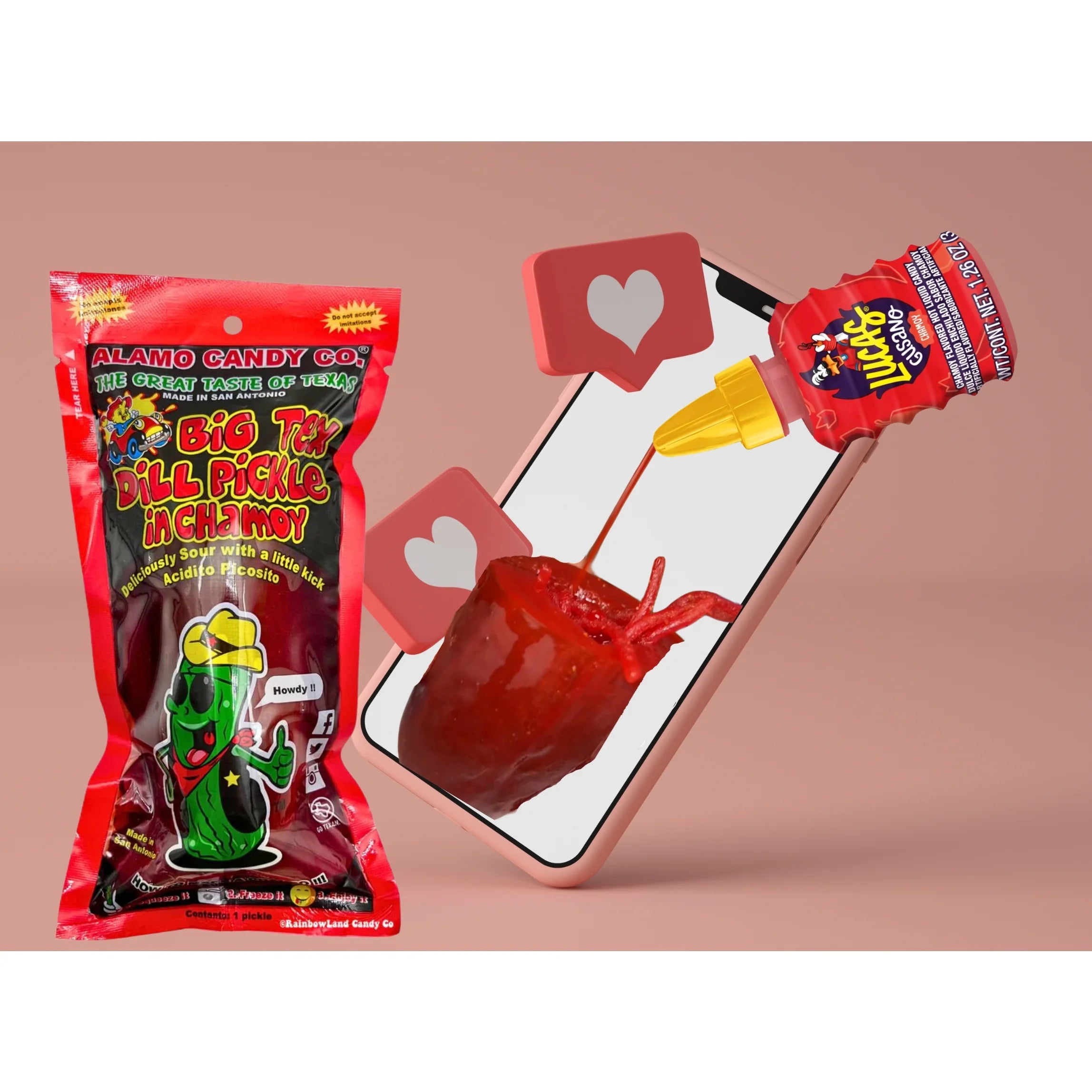 Chamoy Pickle Kit - Includes the Big Tex Chamoy Pickle, Takis Fuego, Lucas Swinkles Salsaghetti & Other Mexican Candies