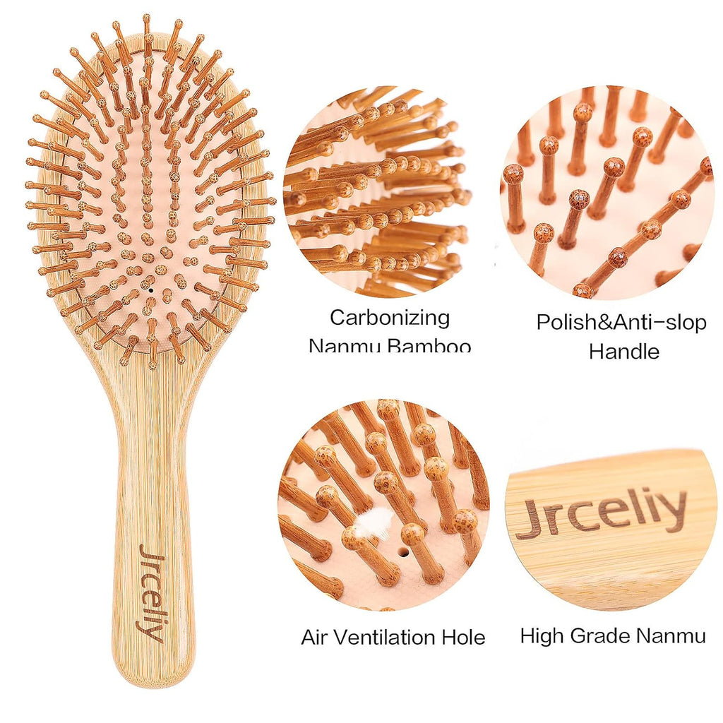 3PCS Bamboo Hair Brush Set,Natural Wooden Brush for Women, Madam, Paddle Detangl