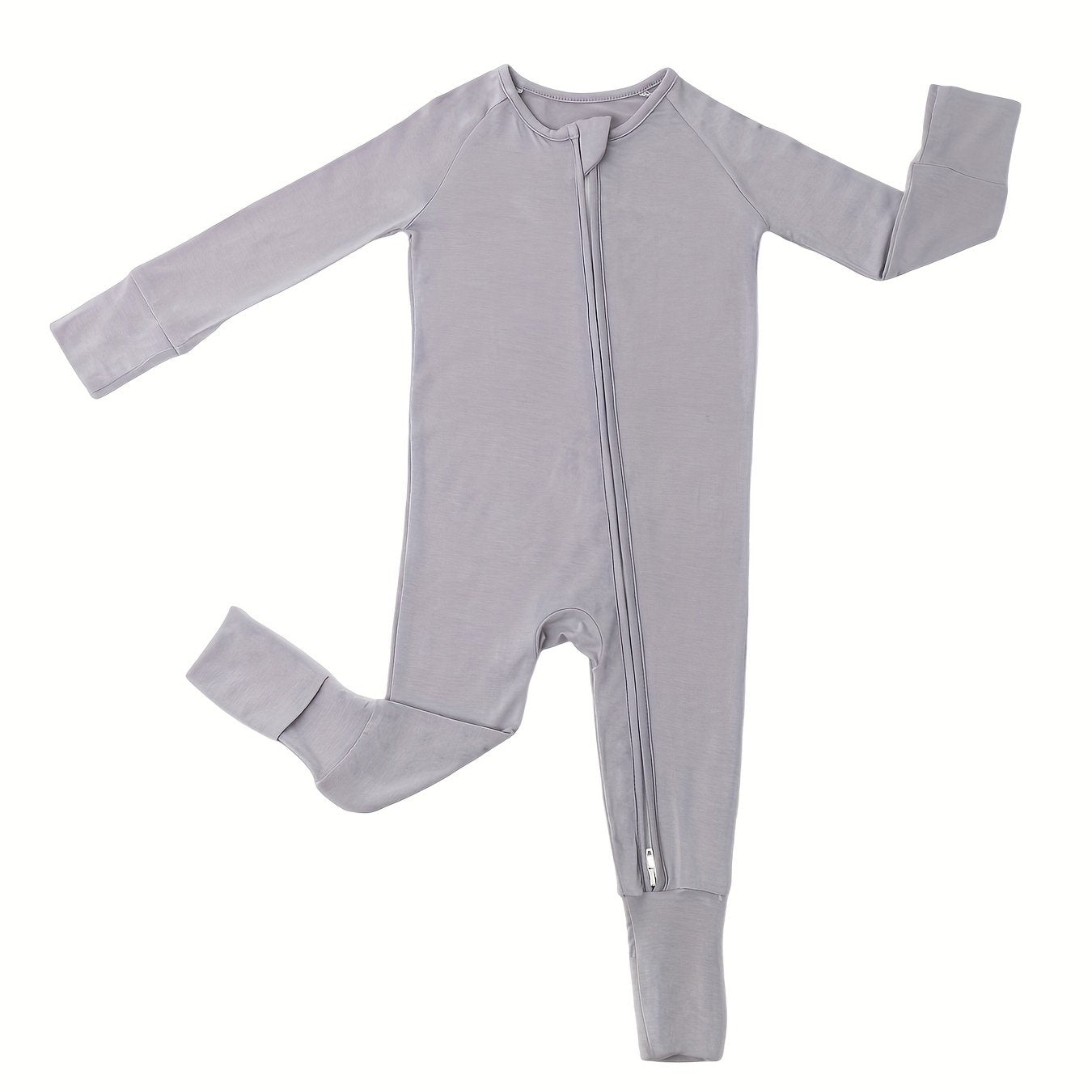 Cozy Long Sleeve Bamboo Fiber Crew Neck Raglan Solid Color Baby Romper - Soft High Stretch Knit Fabric, Machine Washable, Loose Fit for Comfort - Perfect for Fall and Winter Season Chef's Market