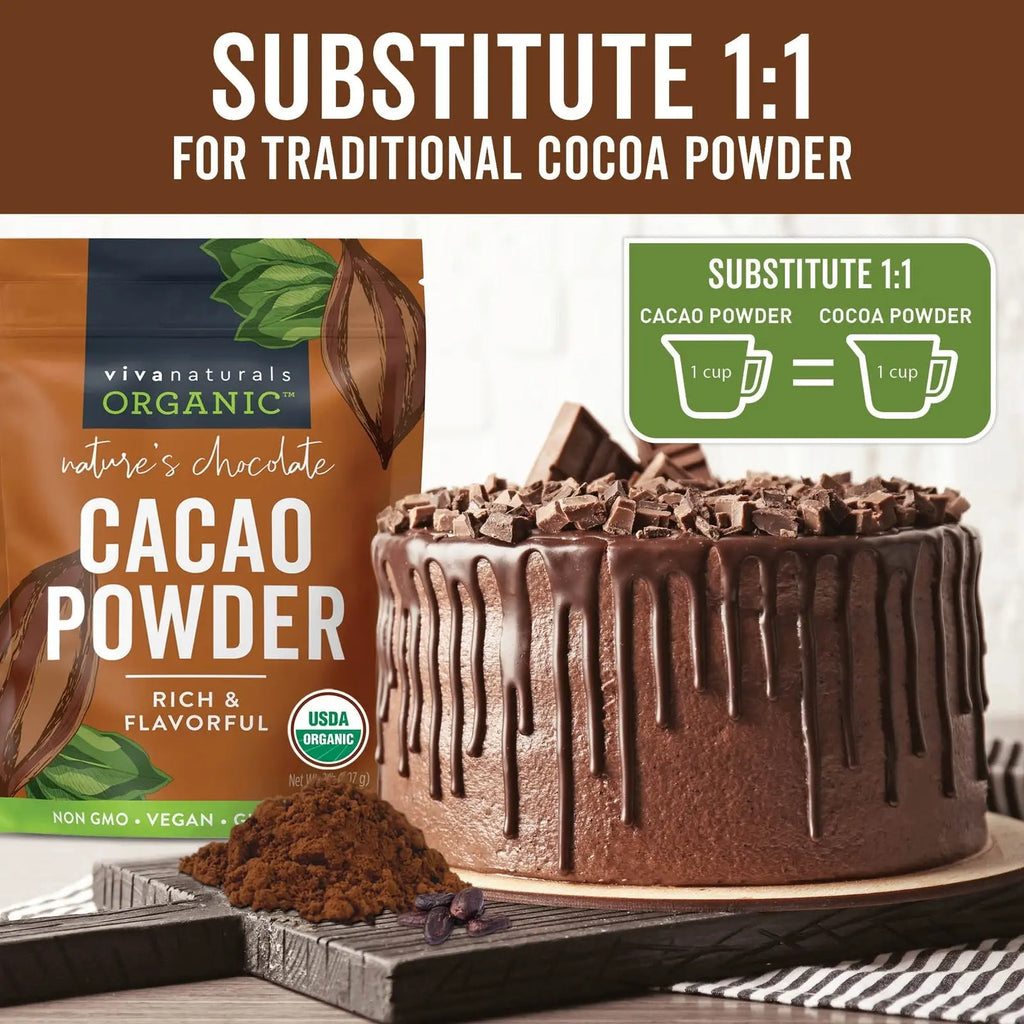 Organic Cacao Powder, 2Lb - Unsweetened Cocoa Powder with Rich Dark Chocolate...