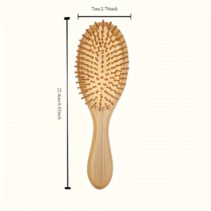 1pc Healthy Hair Brush - Professional Wooden Comb For Massage And Scalp Care - Bamboo Hair Brush Chef's Market