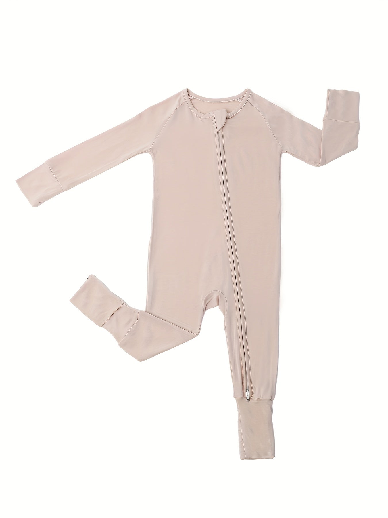 Cozy Long Sleeve Bamboo Fiber Crew Neck Raglan Solid Color Baby Romper - Soft High Stretch Knit Fabric, Machine Washable, Loose Fit for Comfort - Perfect for Fall and Winter Season Chef's Market