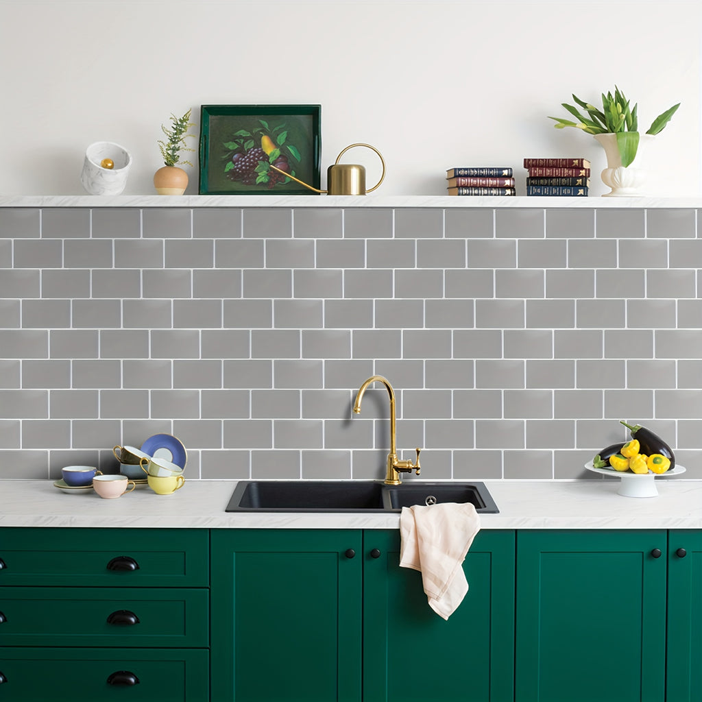 10pcs Self-adhesive 3D Subway Ceramic Tile Sticker For Kitchen, 12x12 Inch Decorative Home Renovation, Wall Tile Sticker For Kitchen, Balcony, Sink, Bathroom, Restaurant Chef's Market