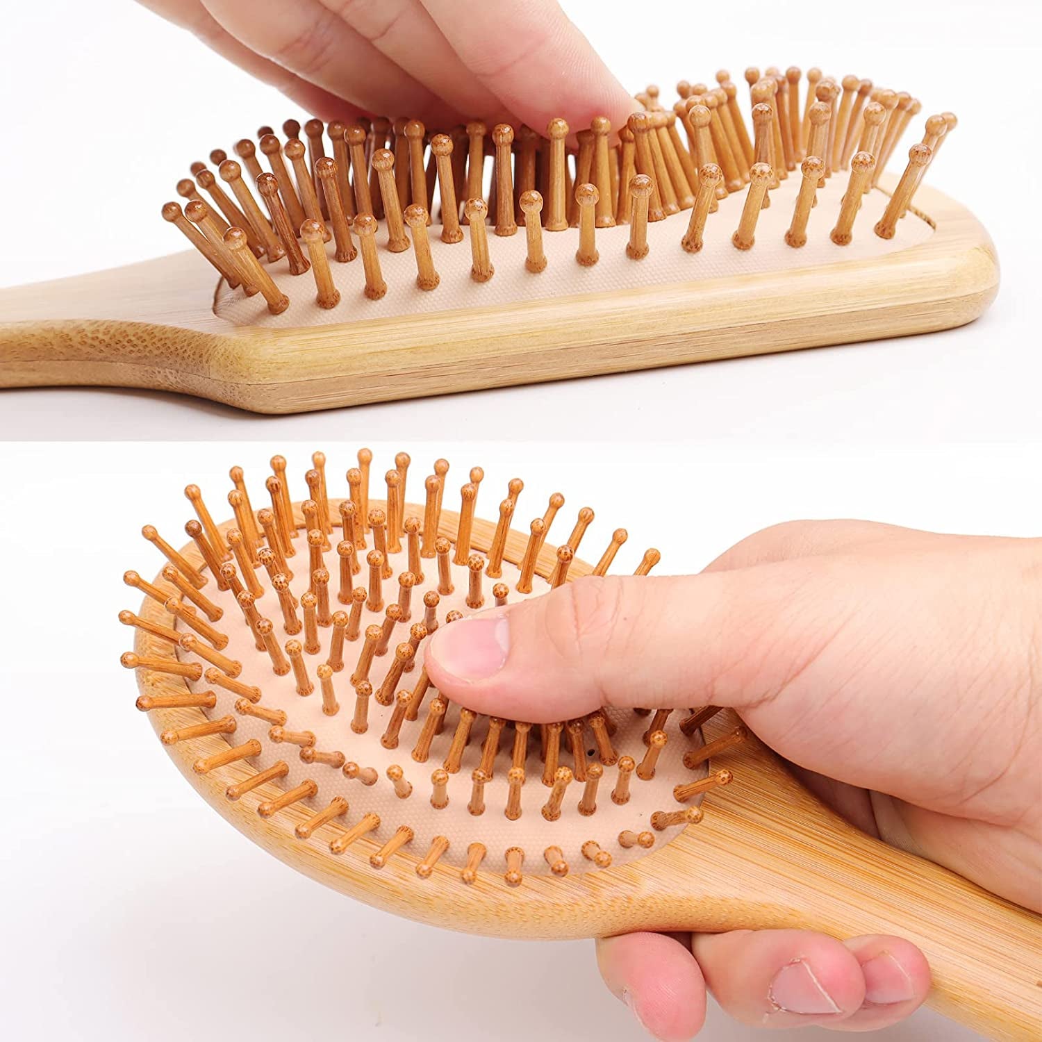 3PCS Bamboo Hair Brush Set,Natural Wooden Brush for Women, Madam, Paddle Detangl