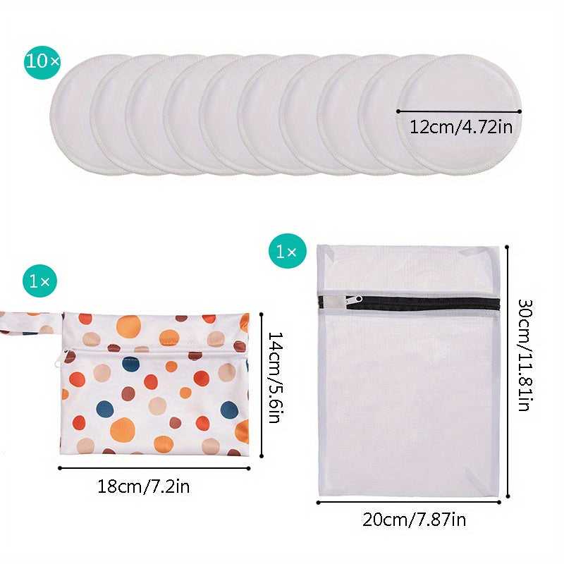 Organic Bamboo Nursing Pads: 10 Washable Pads + Wet Bag + Wash Bag - Super Absorbent & Reusable Breast Pads for Breastfeeding (Large 4.7), Halloween Christmas Thanksgiving Day Gift Chef's Market