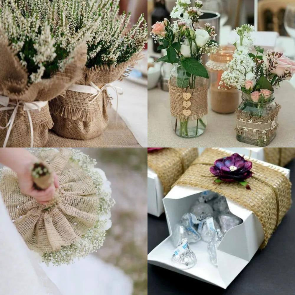 40 In. X 50 Ft. 8.0 Oz. Multi-Purpose Natural Burlap Fabric Accessory for Wedding Decorations, Rustic Party Decor