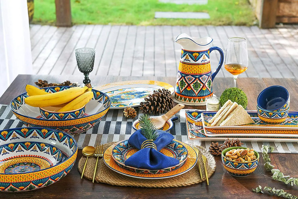 Havana Dinner Plates Set of 4, 11 Inch Large Ceramic Plates for Pasta, Steak, Stylish Serving Dishes, Microwave and Dishwasher Safe, Gift for Housewarming and Thanksgiving