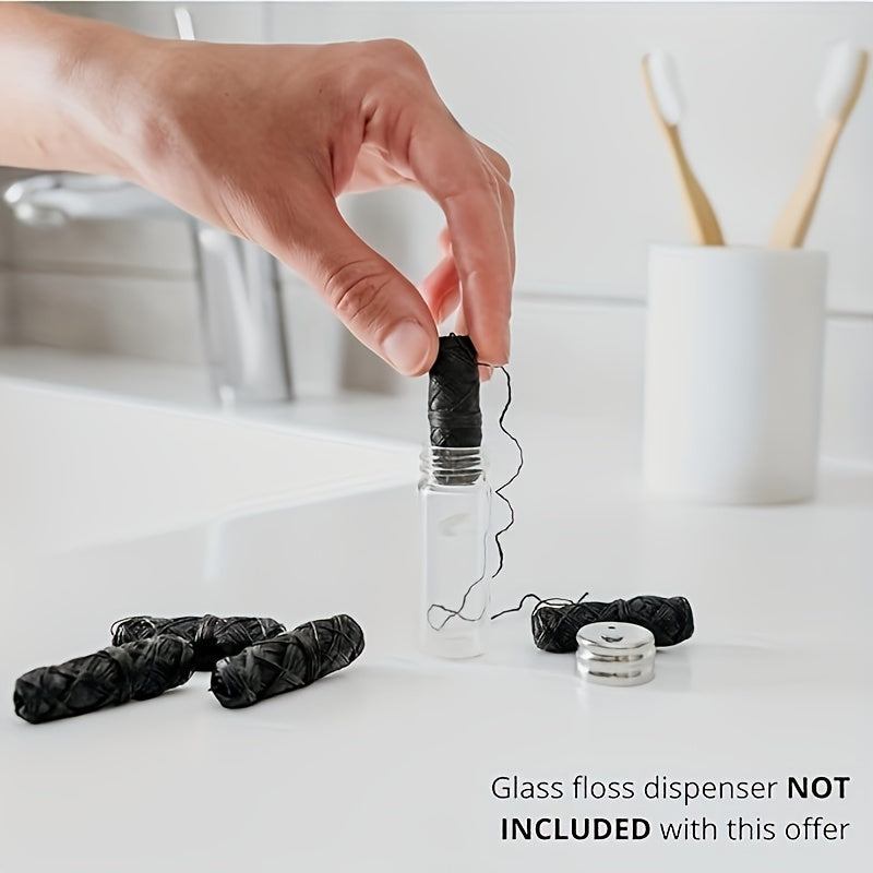 10PCS Ultra-clear Mint Corn Starch Floss Bamboo Charcoal Floss (with 1 Zero Waste Glass Bottle) 10PCS Corn Starch Floss Bamboo Charcoal Floss Replacement, Effectively Removes Plaque, Protects Teeth and Gums, Anti-tear, Thorou Chef's Market