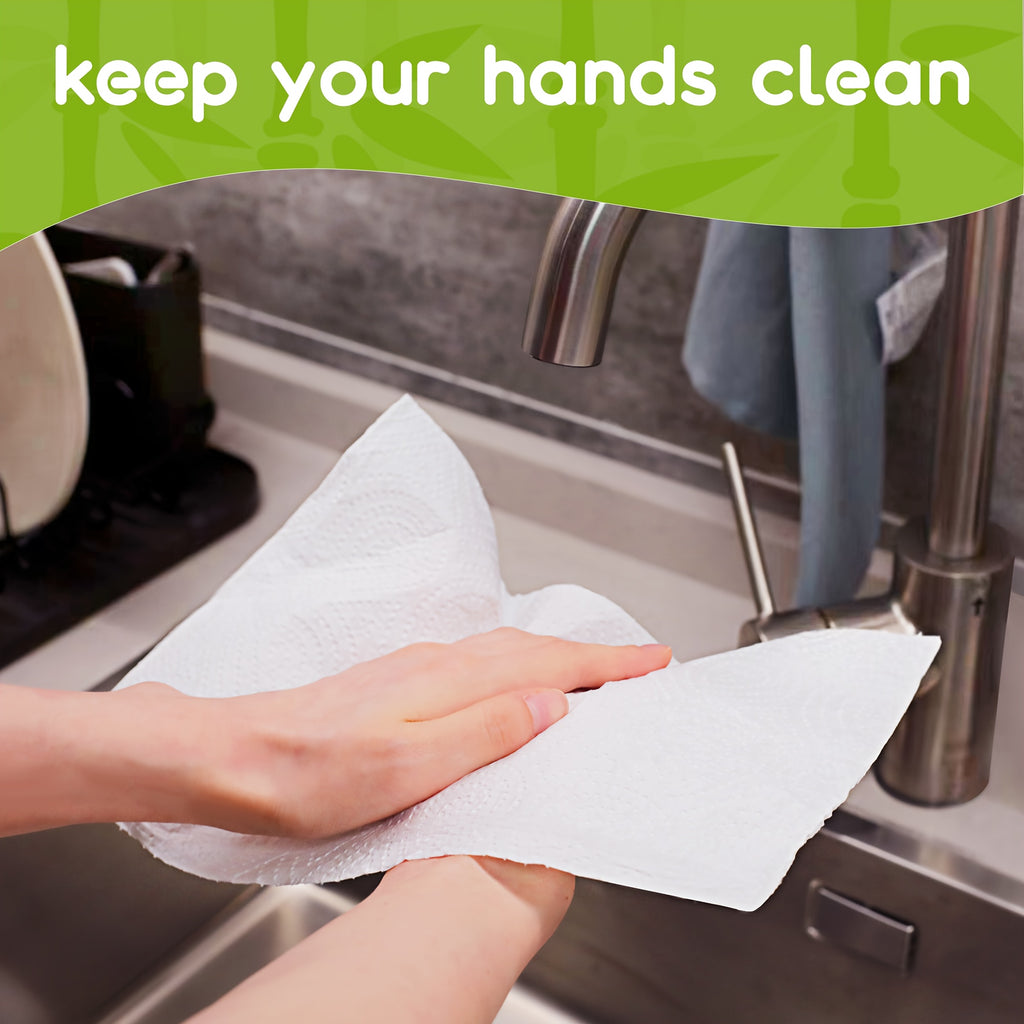 16 rolls/ box8 rolls in 1 box, 2-ply white bamboo pulp kitchen paper towels, 2 rolls individually wrapped, no ink contamination, large quantity of super premium paper towels, environmentally friendly and affordable Chef's Market