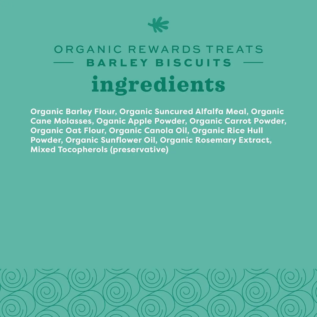Organic Barley Biscuits, Rabbit & Guinea Pig Treats, Organic Hamster & Bunny Treats with Barley, Apple & Carrot, Made in USA, Small Pet Supplies, 2.65 Oz Bag