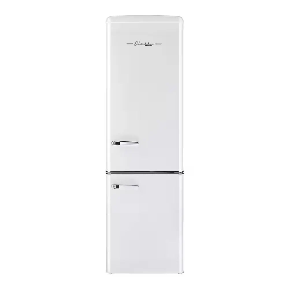 Classic Retro 21.6 In. 8.7 Cu. Ft. Counter Depth Bottom Freezer Refrigerator in Marshmallow White