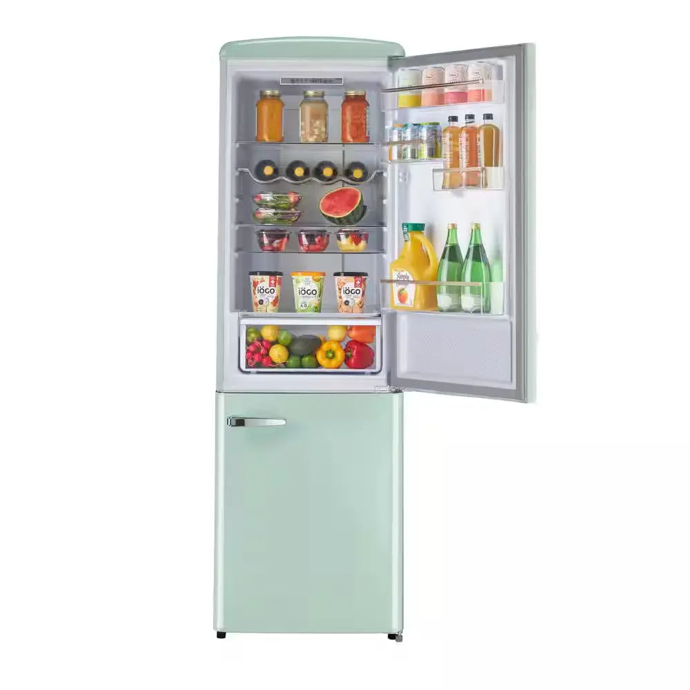 Classic Retro 23.6 in 11.7 Cu. Ft. Frost Free Retro Bottom Freezer Refrigerator in Summer Mint Green, ENERGY STAR