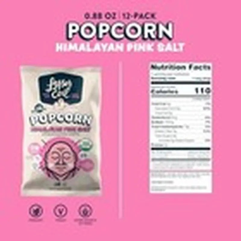 Himalayan Pink Salt Organic Popcorn 12 Pack 0.88 Ounce Bags Healthy Snack