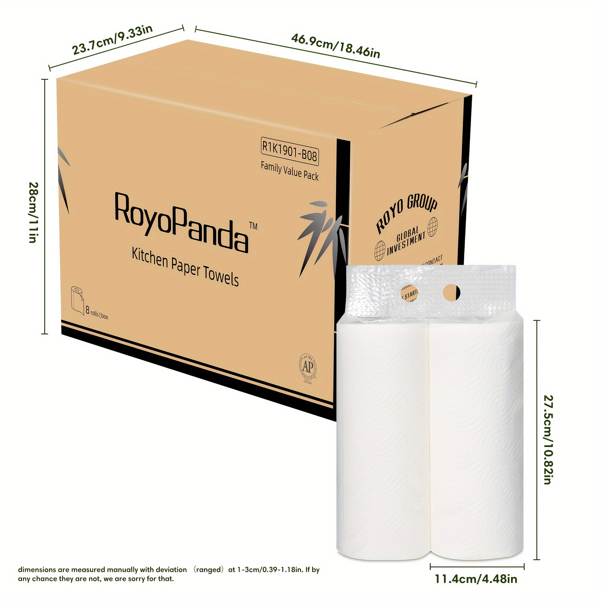 16 rolls/ box8 rolls in 1 box, 2-ply white bamboo pulp kitchen paper towels, 2 rolls individually wrapped, no ink contamination, large quantity of super premium paper towels, environmentally friendly and affordable Chef's Market