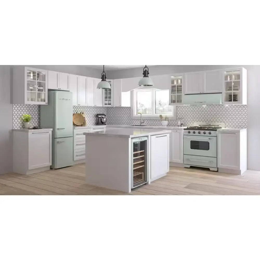 Classic Retro 23.6 in 11.7 Cu. Ft. Frost Free Retro Bottom Freezer Refrigerator in Summer Mint Green, ENERGY STAR