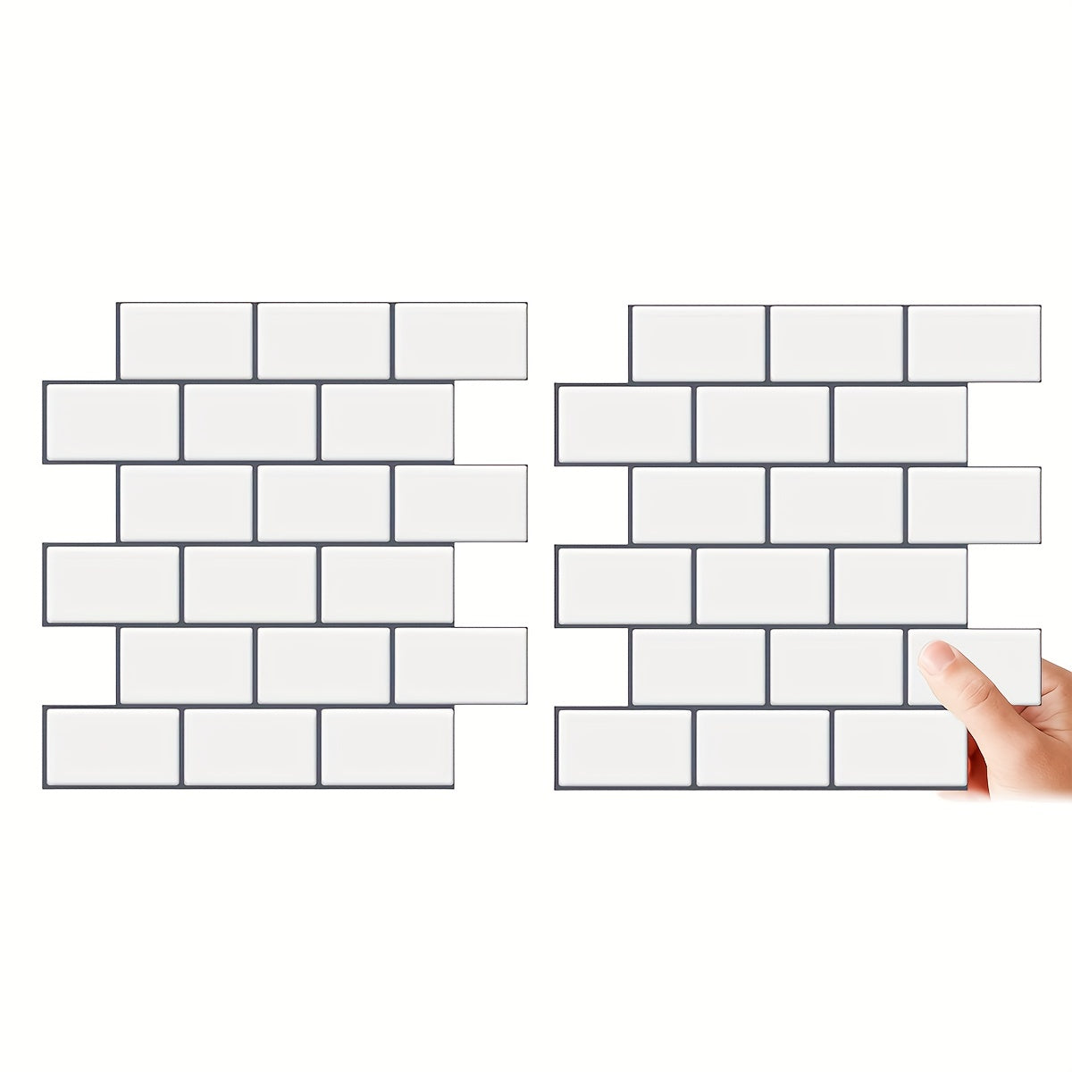 10pcs Self-adhesive 3D Subway Ceramic Tile Sticker For Kitchen, 12x12 Inch Decorative Home Renovation, Wall Tile Sticker For Kitchen, Balcony, Sink, Bathroom, Restaurant Chef's Market