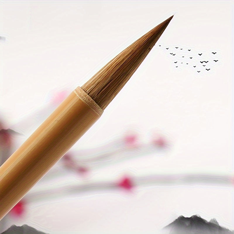 3 Pcs Bamboo Calligraphy Brushes - Suitable for European, Yan, Liu, Zhao Bodies and Landscape Painting - Wooden, Water Washable, Twist Closure, Round Body, Fine Point Chef's Market