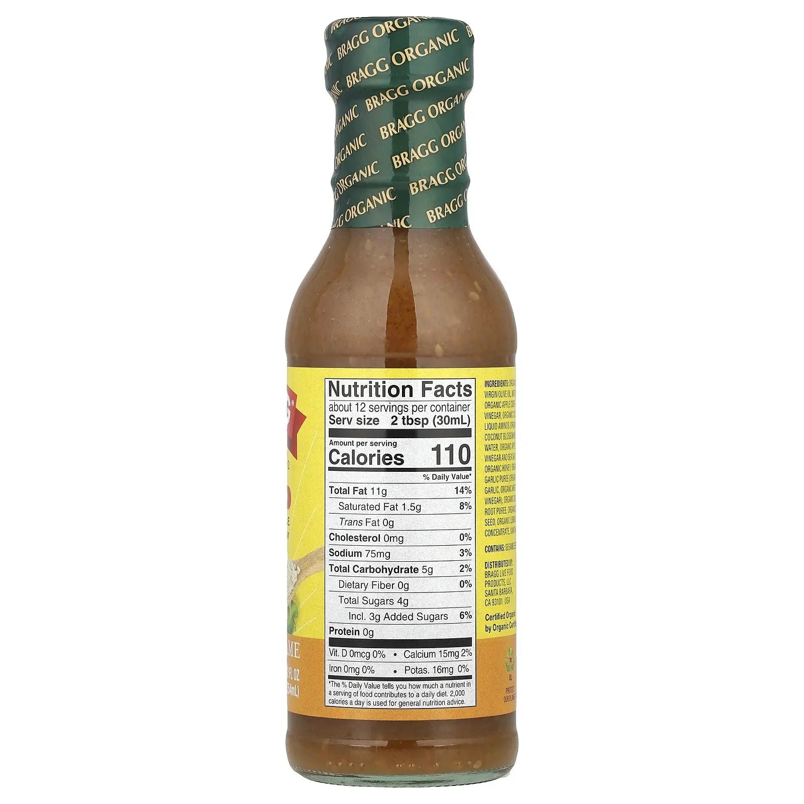 Organic Dressing & Marinade with Apple Cider Vinegar, Ginger & Sesame, 12 Fl Oz