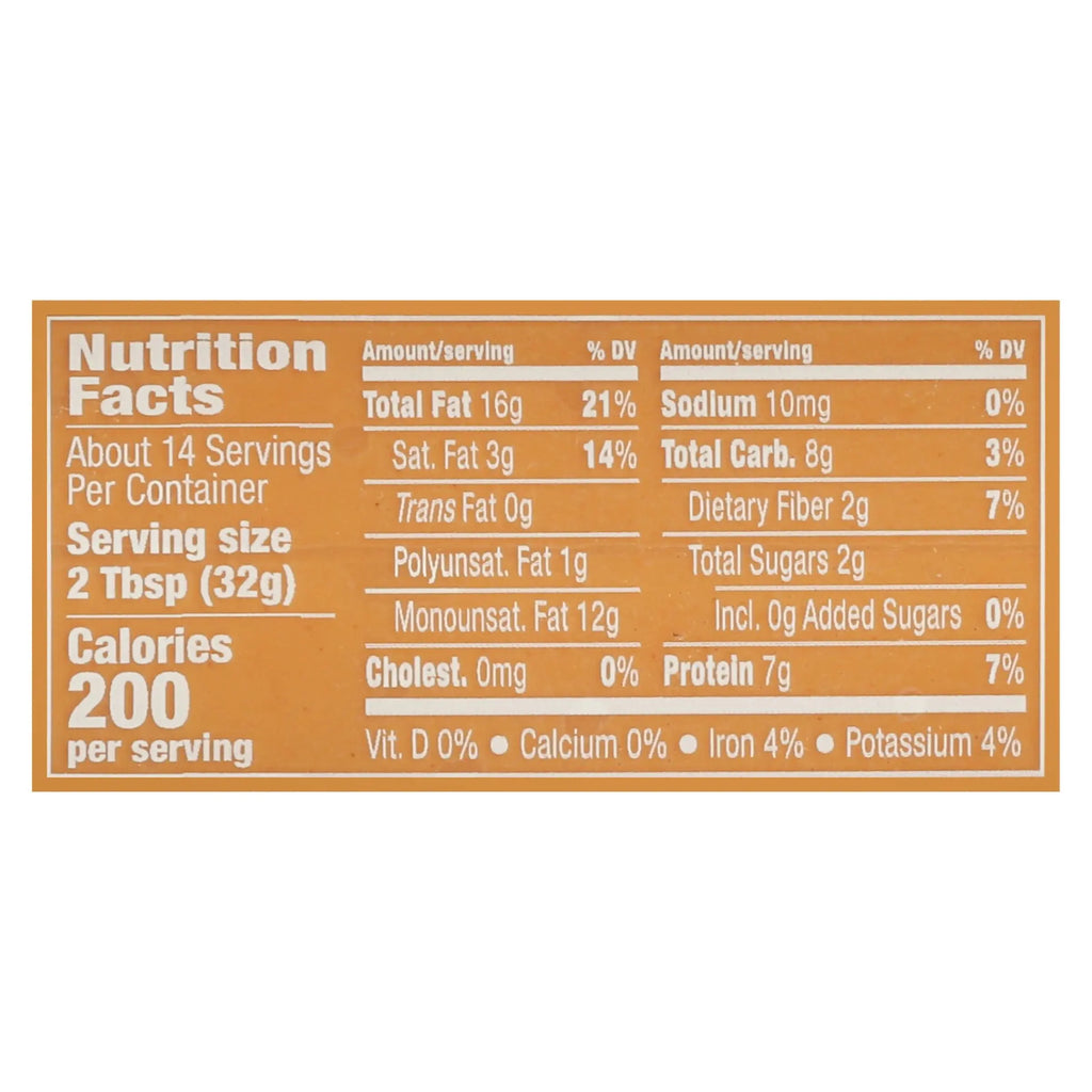Organic Creamy No Sugar No Salt Peanut Butter Spread, 16 Oz