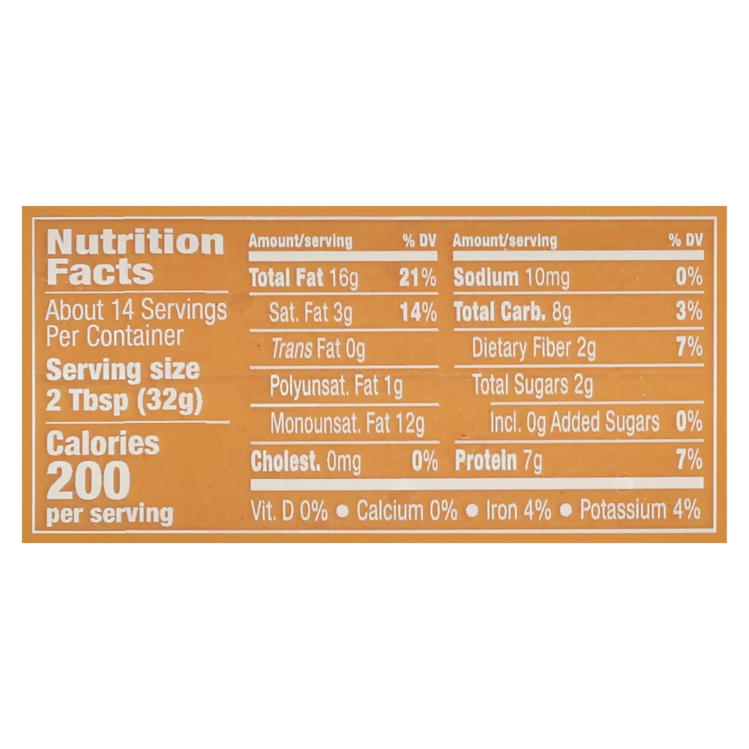 Organic Creamy No Sugar No Salt Peanut Butter Spread, 16 Oz