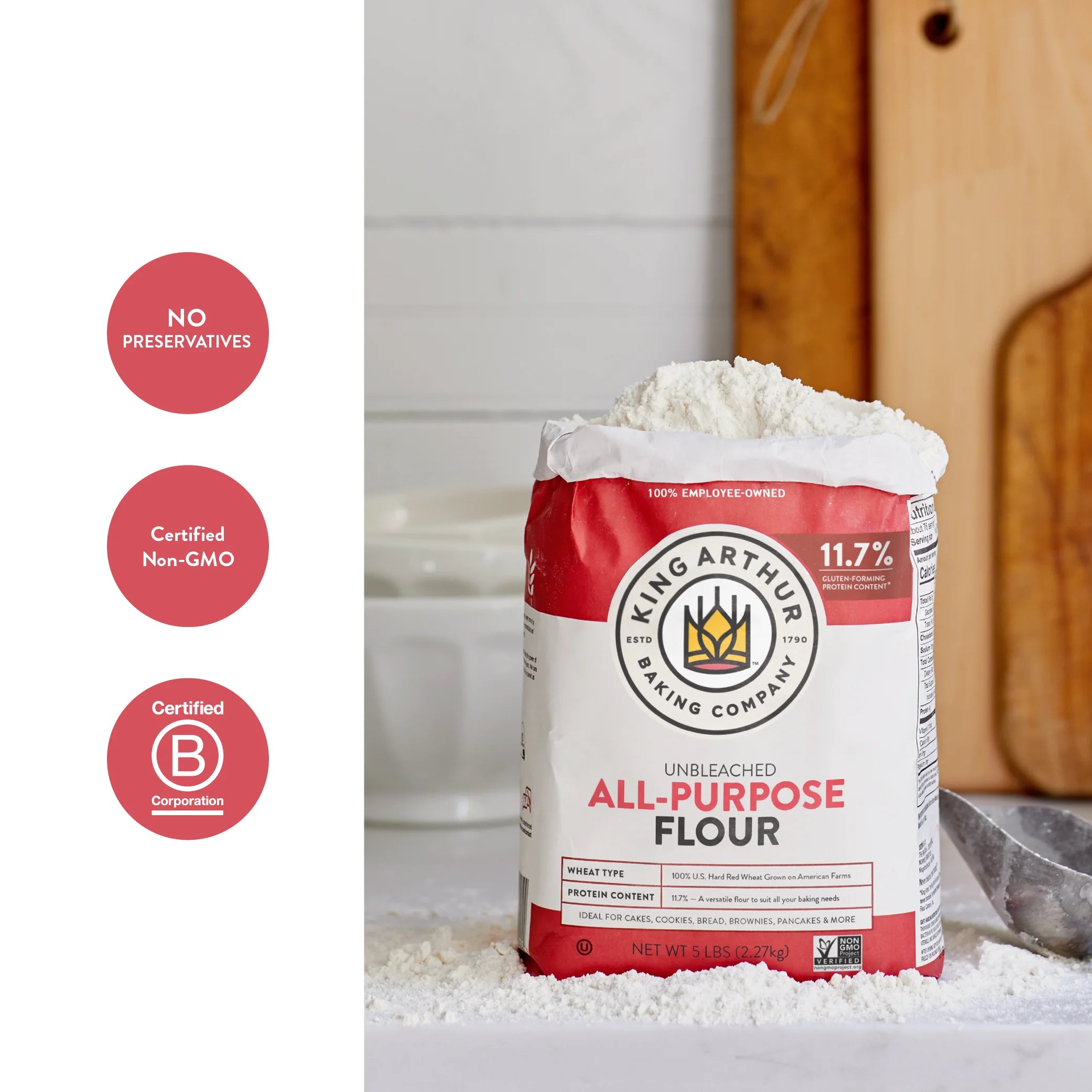 Non-Gmo Project Verified, Certified Kosher Unbleached All Purpose Flour, 5 Lb Bag