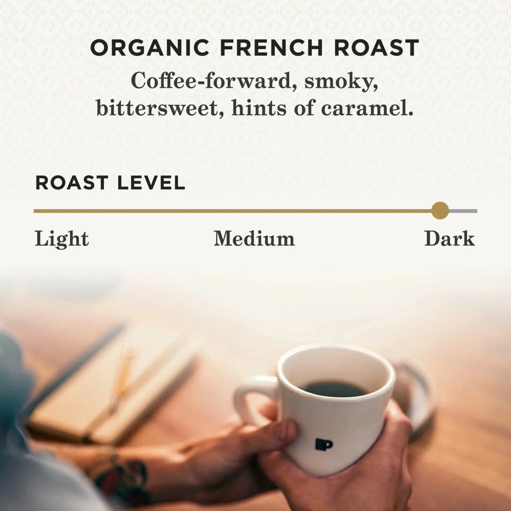Coffee Organic French Roast Premium Dark Roast Ground Coffee, Arabica, 18 Oz