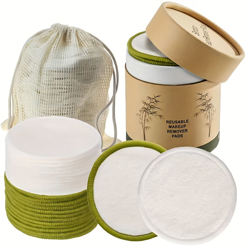 15pcs Sustainable Bamboo Cotton Makeup Remover Pads, Reusable & Washable, Suitable for All Skin Types Chef's Market