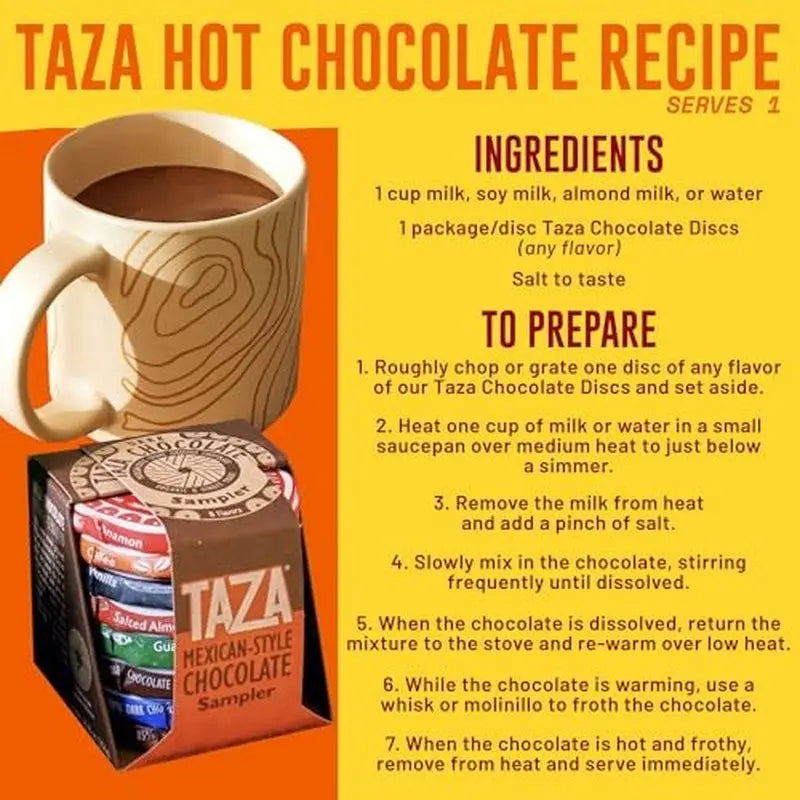 Taza Chocolate Organic Mexicano Disc Stone Ground, Variety Pack, 1.35 Ounce (8