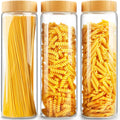 Glass Canisters with Airtight Bamboo Lids - 3 Pack 80Oz Cereal Containers, Cookie Jars, Pasta Storage - Screw on Kitchen Jars