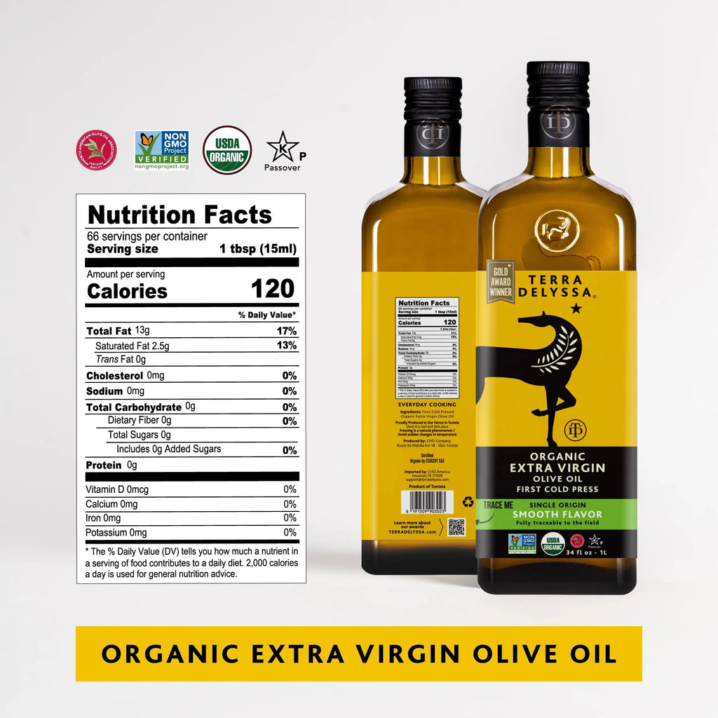 Organic Extra Virgin Olive Oil, 34 Fl. Oz. Glass