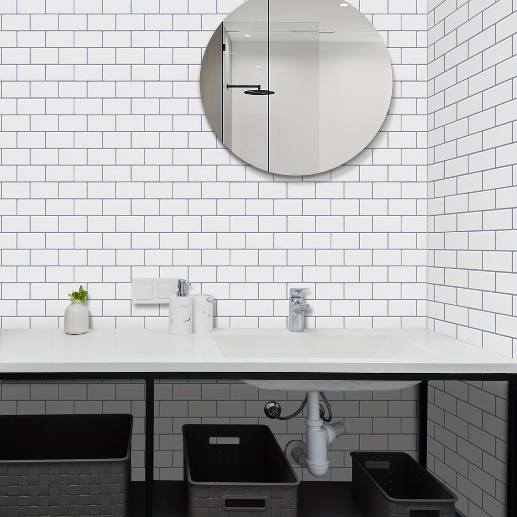 10pcs Self-adhesive 3D Subway Ceramic Tile Sticker For Kitchen, 12x12 Inch Decorative Home Renovation, Wall Tile Sticker For Kitchen, Balcony, Sink, Bathroom, Restaurant Chef's Market