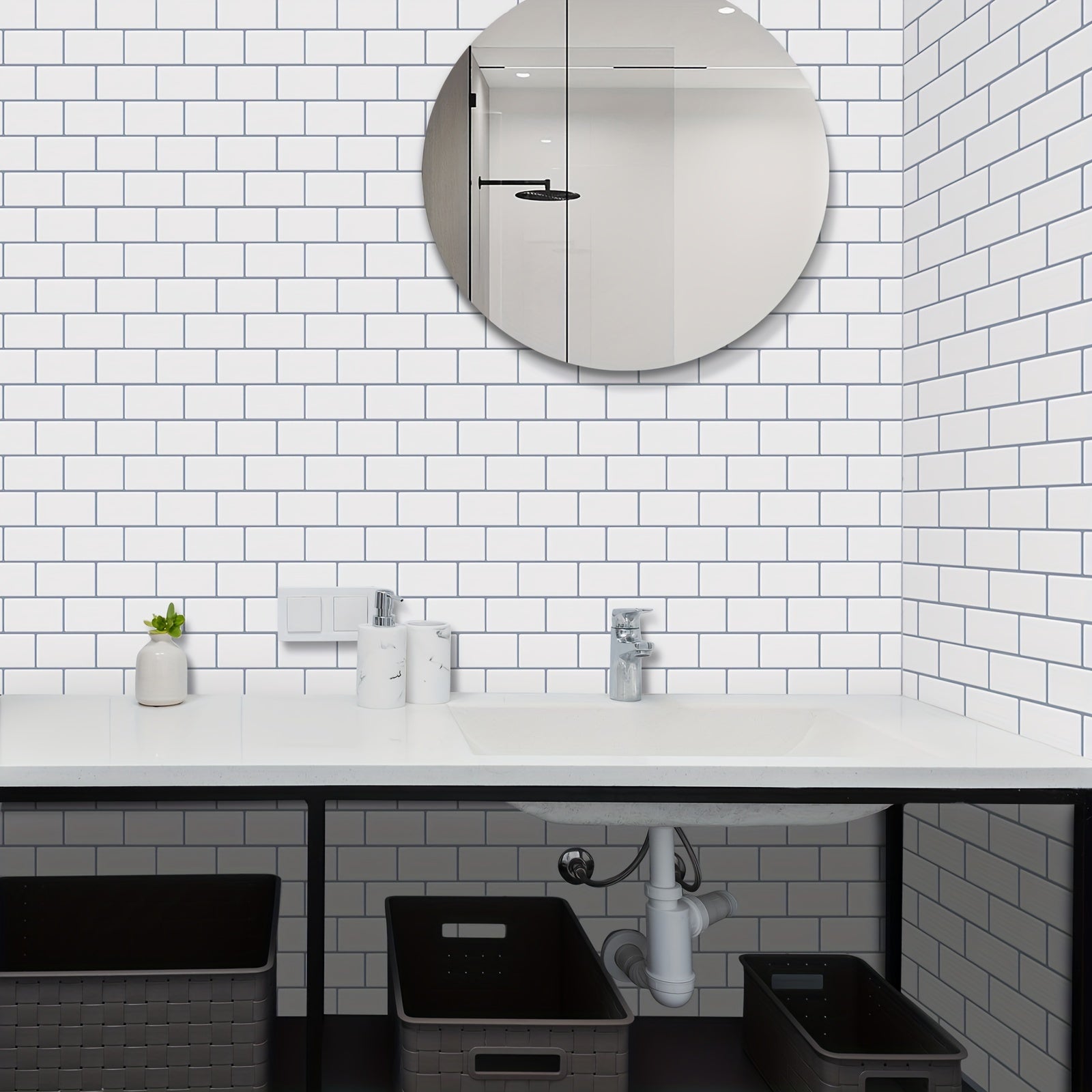 10pcs Self-adhesive 3D Subway Ceramic Tile Sticker For Kitchen, 12x12 Inch Decorative Home Renovation, Wall Tile Sticker For Kitchen, Balcony, Sink, Bathroom, Restaurant Chef's Market