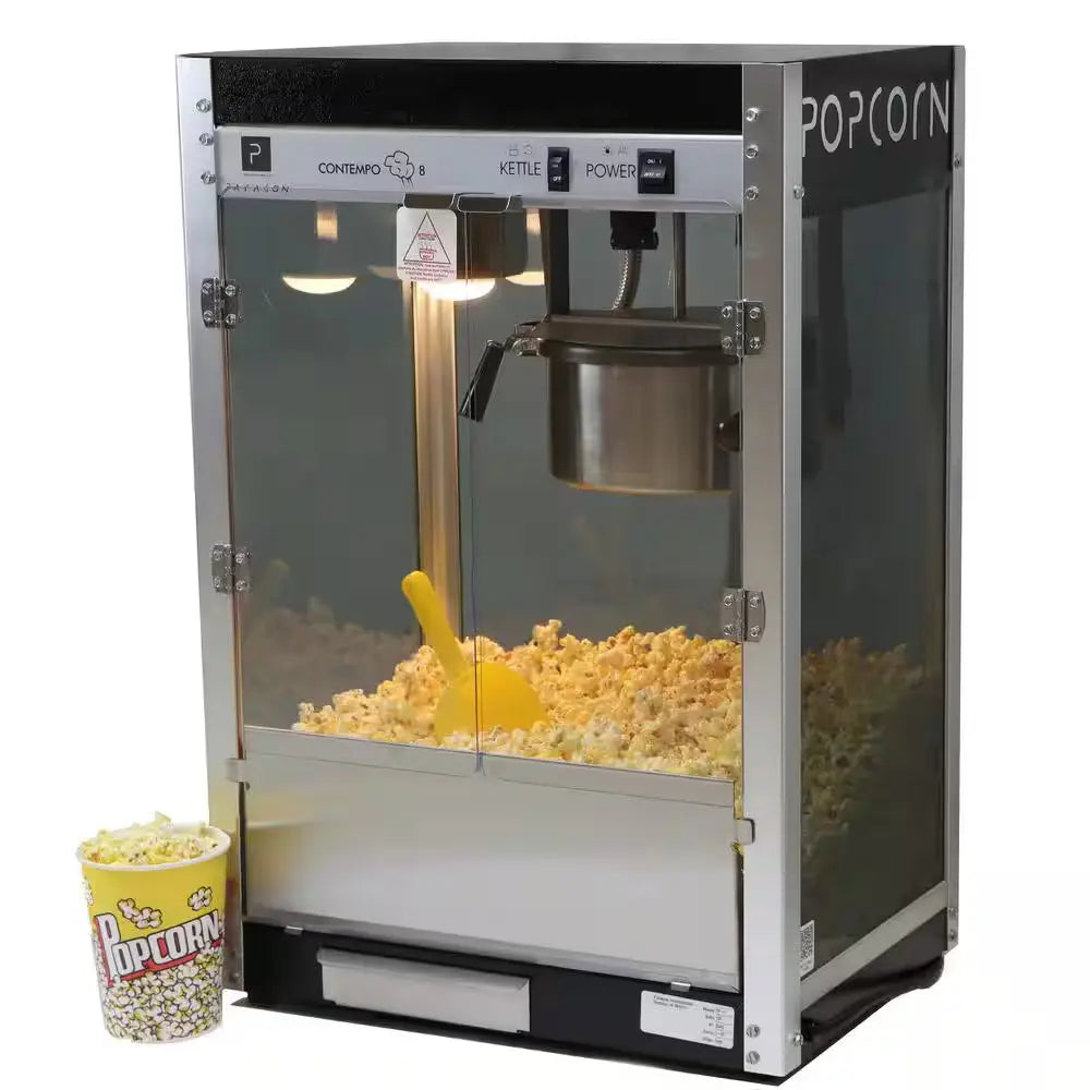 Contempo Pop 8 Oz. Black Stainless Steel Countertop Popcorn Machine