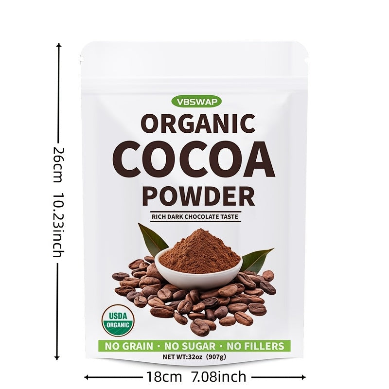VBSWAP Organic Cacao Powder, 2lb - Unsweetened Cocoa Powder with Rich Dark Chocolate Flavor, Perfect for Baking, Coffee, Instant Drinks &Smoothies-Intensely Rich Flavor Cacao Powder-Cheap Items Chef's Market