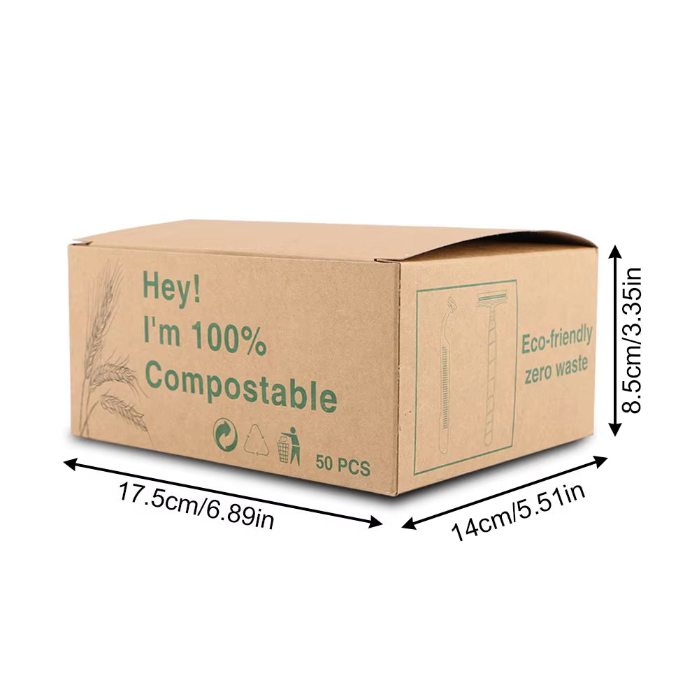 Eco-Friendly Wheat Straw Razors Disposable Sweden Stainless Steel Blades Are Highly Degradable and Recyclable Tattoo Supplies