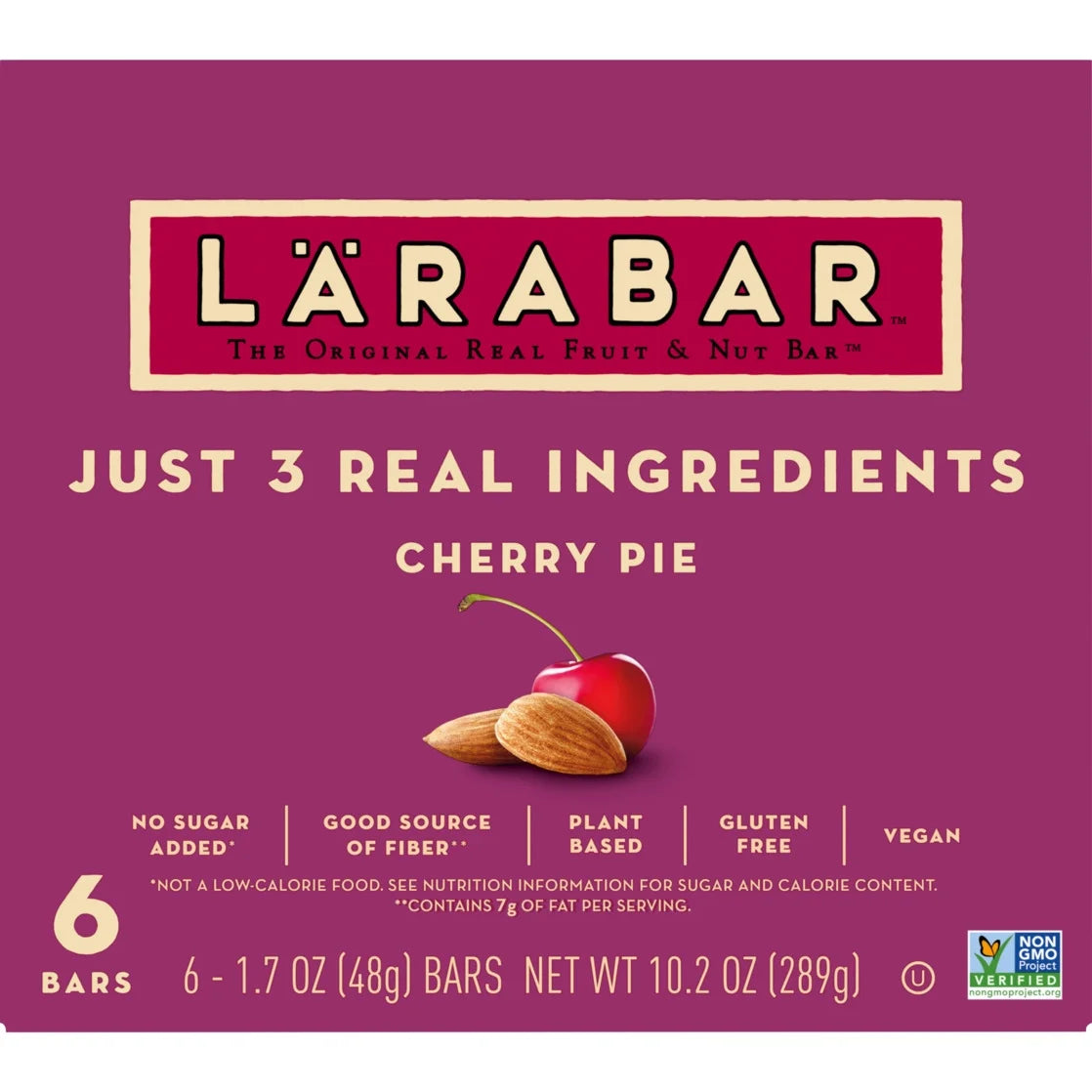 Cherry Pie Fruit and Nut Bars, Gluten Free and Vegan, 10.2 Oz, 6 Ct