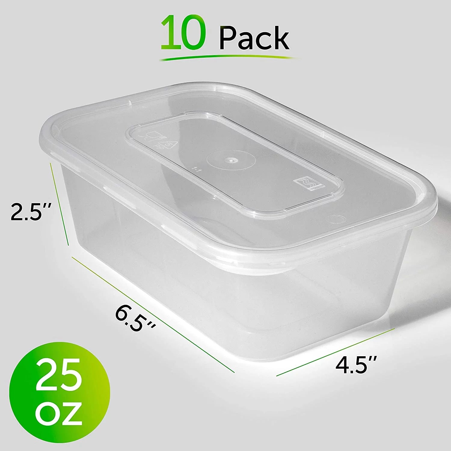 10 Pack Meal Prep Containers - 10 Pack of 25 Oz 100% Bpa-Free Plastic Food Storage Containers with Lids - Reusable Plastic Containers with Lids - Dishwasher Safe Lunch Containers