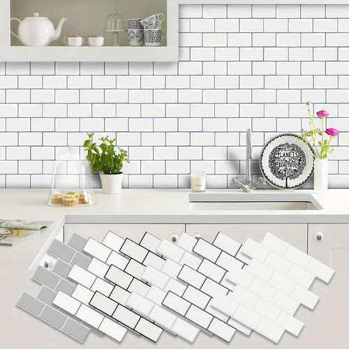 10pcs Self-adhesive 3D Subway Ceramic Tile Sticker For Kitchen, 12x12 Inch Decorative Home Renovation, Wall Tile Sticker For Kitchen, Balcony, Sink, Bathroom, Restaurant Chef's Market