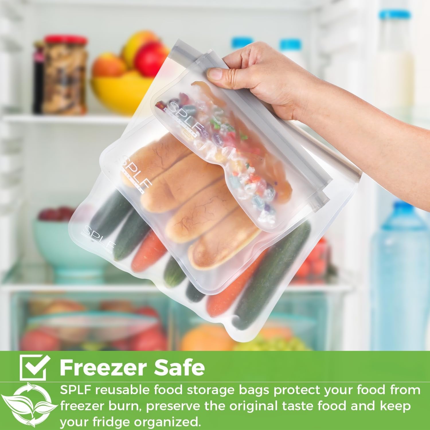 12 Pack Dishwasher Safe Reusable Storage Bags(5 Reusable Sandwich 5 Snack 2 Gallon), Extra Thick Freezer Bags Leakproof Silicone and Plastic Free Food Lunch Bag