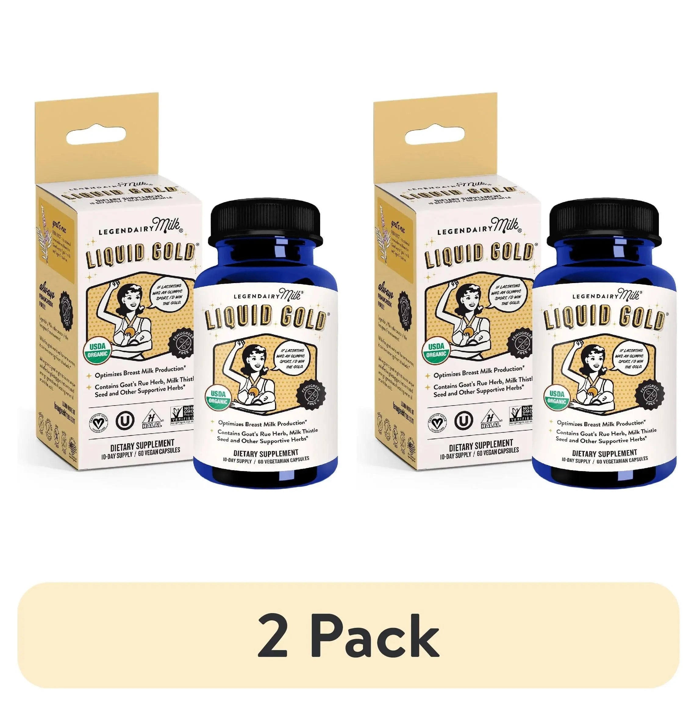 (2 Pack)  Liquid Gold, Lactation Supplement for Increased Milk Production, 60 Count