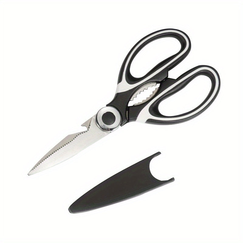 1 Durable Stainless Steel Kitchen Shears, Multi-Purpose Food Scissors for Fish, BBQ, and Bones - Sharp Blades and Ergonomic Handle for Easy Cutting of Chicken, Duck, or Fish. Ideal for Cooking, Baking, and Meal Prep. High-Qua Chef's Market