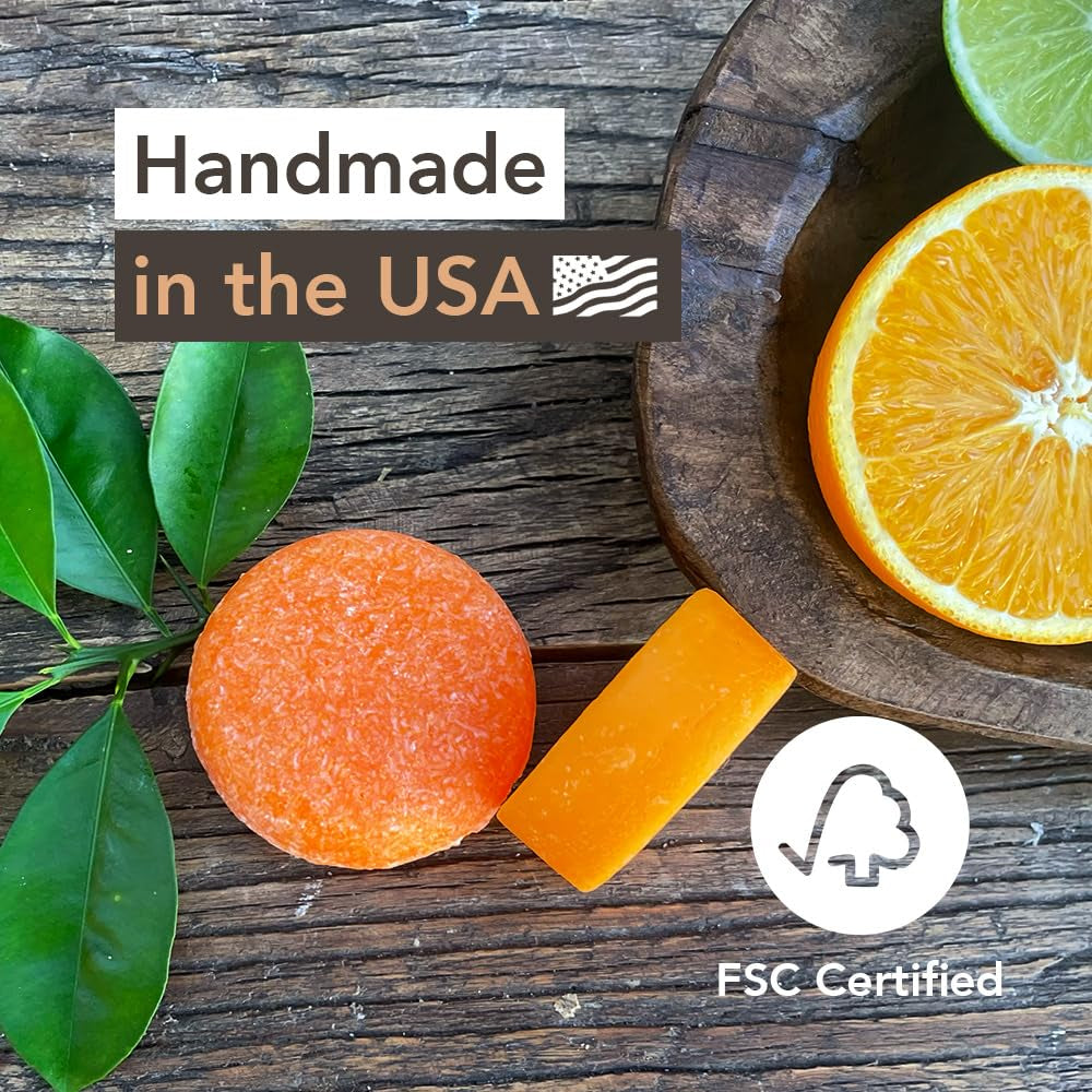 Fresh Citrus Shampoo Bar - Moisturizing & Handmade Vegan Bar for Shiny Hair, Natural, Organic & Non-Gmo Shampoo for Women & Men, 2.3 Oz, Long-Lasting (80-120 Uses)