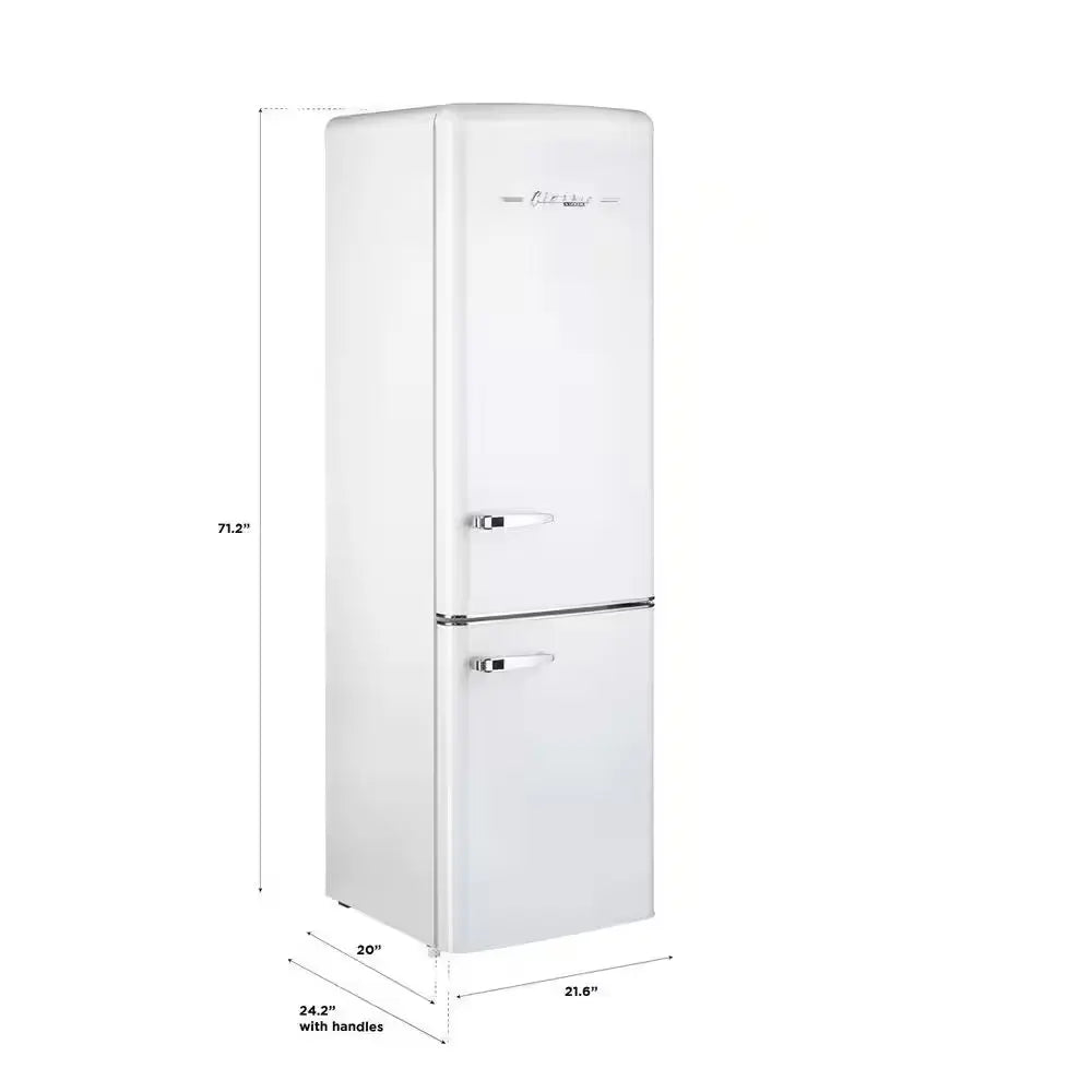 Classic Retro 21.6 In. 8.7 Cu. Ft. Counter Depth Bottom Freezer Refrigerator in Marshmallow White