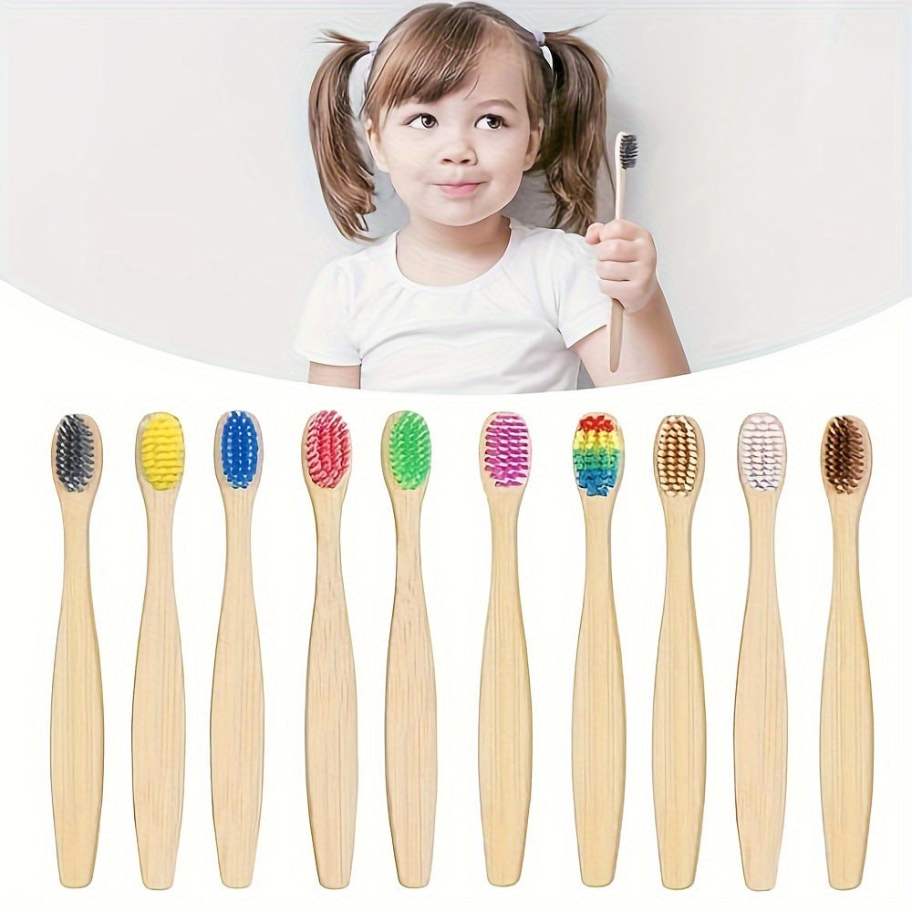 10 Pcs Blue Bamboo Toothbrushes, Soft Bristles, Manual Toothbrush Set With Wooden Handles, Dental Care Kit For Children Chef's Market
