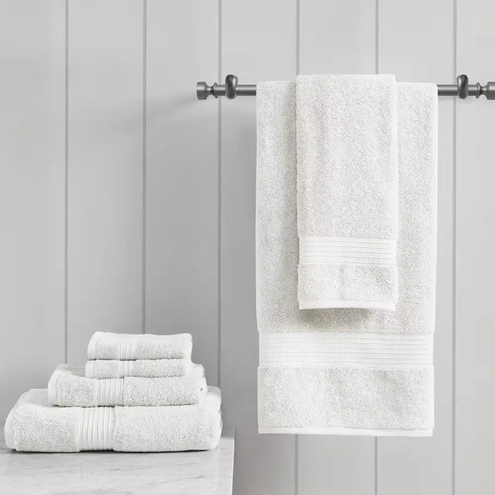 Organic 6-Piece White Cotton Bath Towel Set