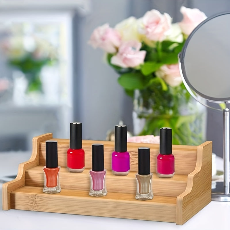 1PC Bamboo Trapezoidal Spice Rack - Kitchen Cabinet Storage Rack with Three-Layer Expandable Display, Seasoning Organizer, and Space-Saving Design for Efficient Storage Chef's Market