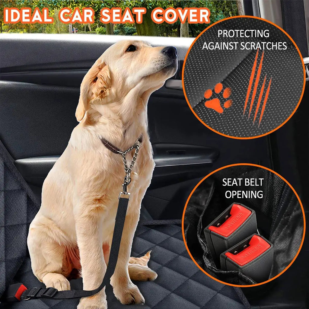 Premium Waterproof Dog Car Seat Cover - Non-Slip Back Seat Protector for Pets, Fits Most Cars, Trucks, and SUVs - Black