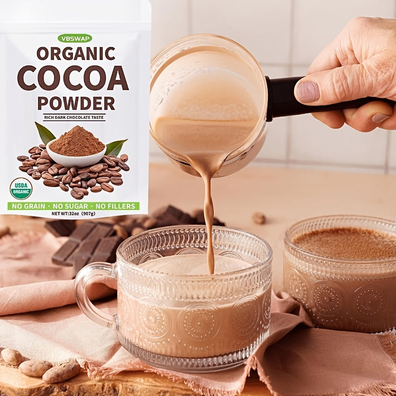 VBSWAP Organic Cacao Powder, 2lb - Unsweetened Cocoa Powder with Rich Dark Chocolate Flavor, Perfect for Baking, Coffee, Instant Drinks &Smoothies-Intensely Rich Flavor Cacao Powder-Cheap Items Chef's Market