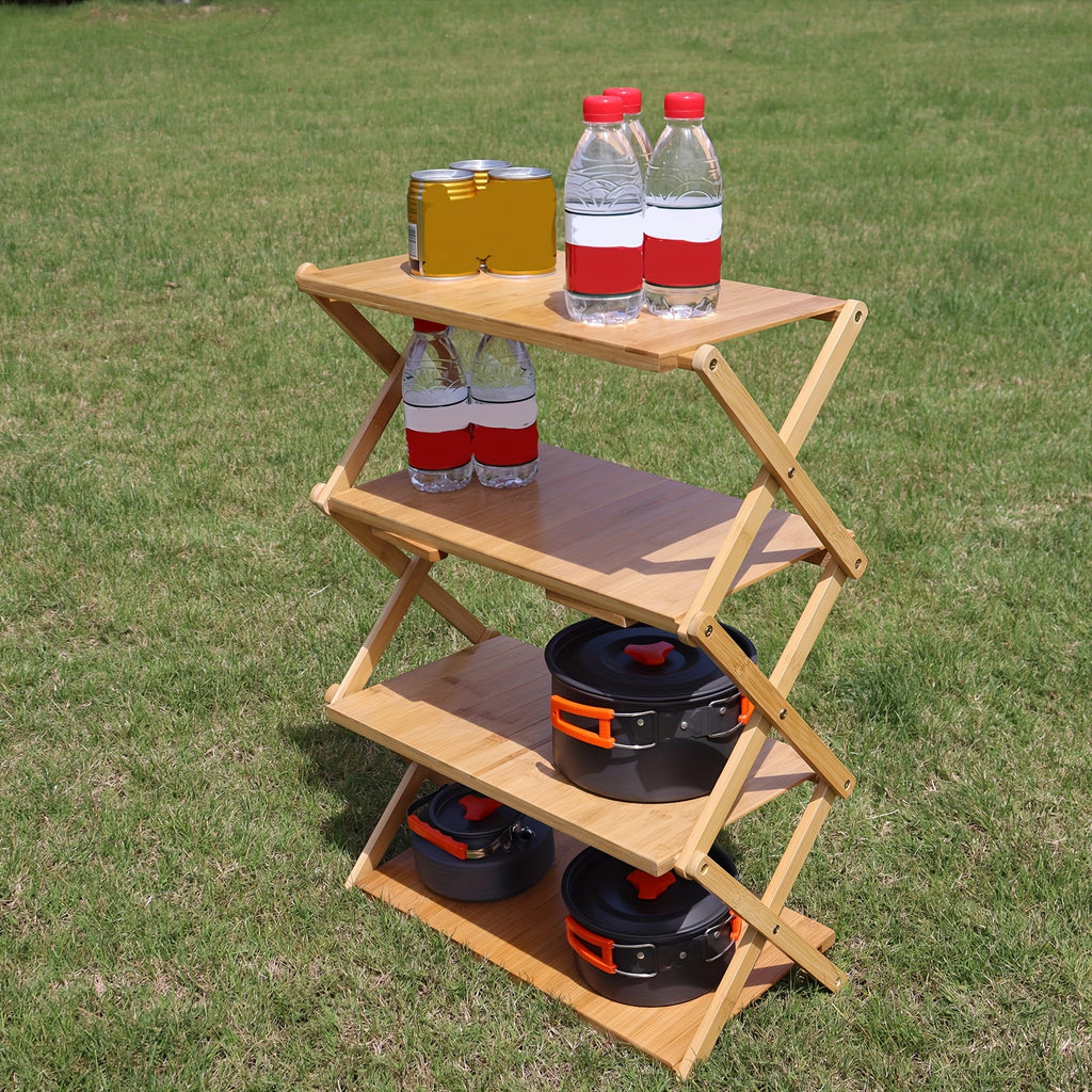 Versatile Bamboo Folding Coffee Table - Dual-Use for Storage & Leisure, Perfect for Camping, Picnics, and Home Use Chef's Market